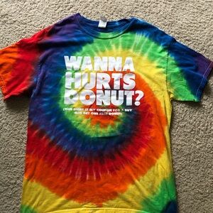 Tie-Dye Cotton T-Shirt Hurts Donuts Co Free Donut Y2K Colorful